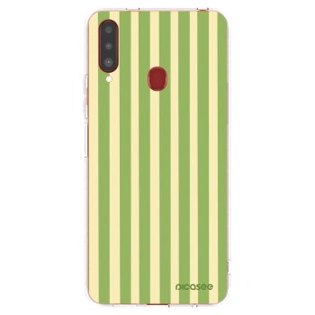 Picasee διαφανής θήκη σιλικόνης Samsung Galaxy A20s - Lines Matcha