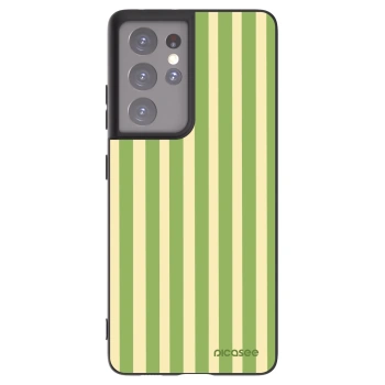 Picasee Μαύρη θήκη σιλικόνης για Samsung Galaxy S21 Ultra 5G G998B - Lines Matcha