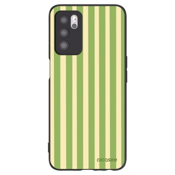 Picasee Μαύρη θήκη σιλικόνης για OPPO A16 - Lines Matcha
