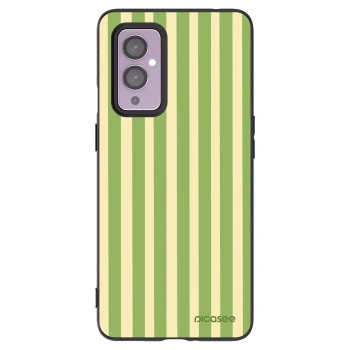 Picasee Μαύρη θήκη σιλικόνης για OnePlus 9 - Lines Matcha