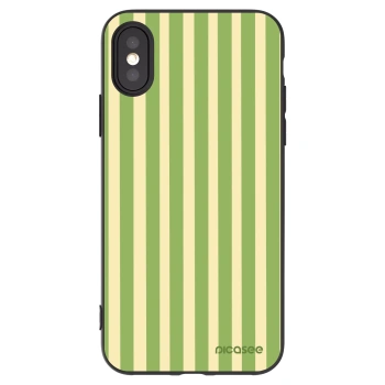 Picasee Μαύρη θήκη σιλικόνης για Apple iPhone X/XS - Lines Matcha