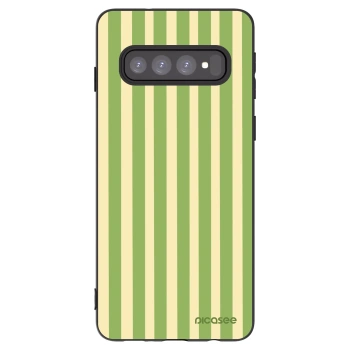 Picasee Μαύρη θήκη σιλικόνης για Samsung Galaxy S10 G973 - Lines Matcha