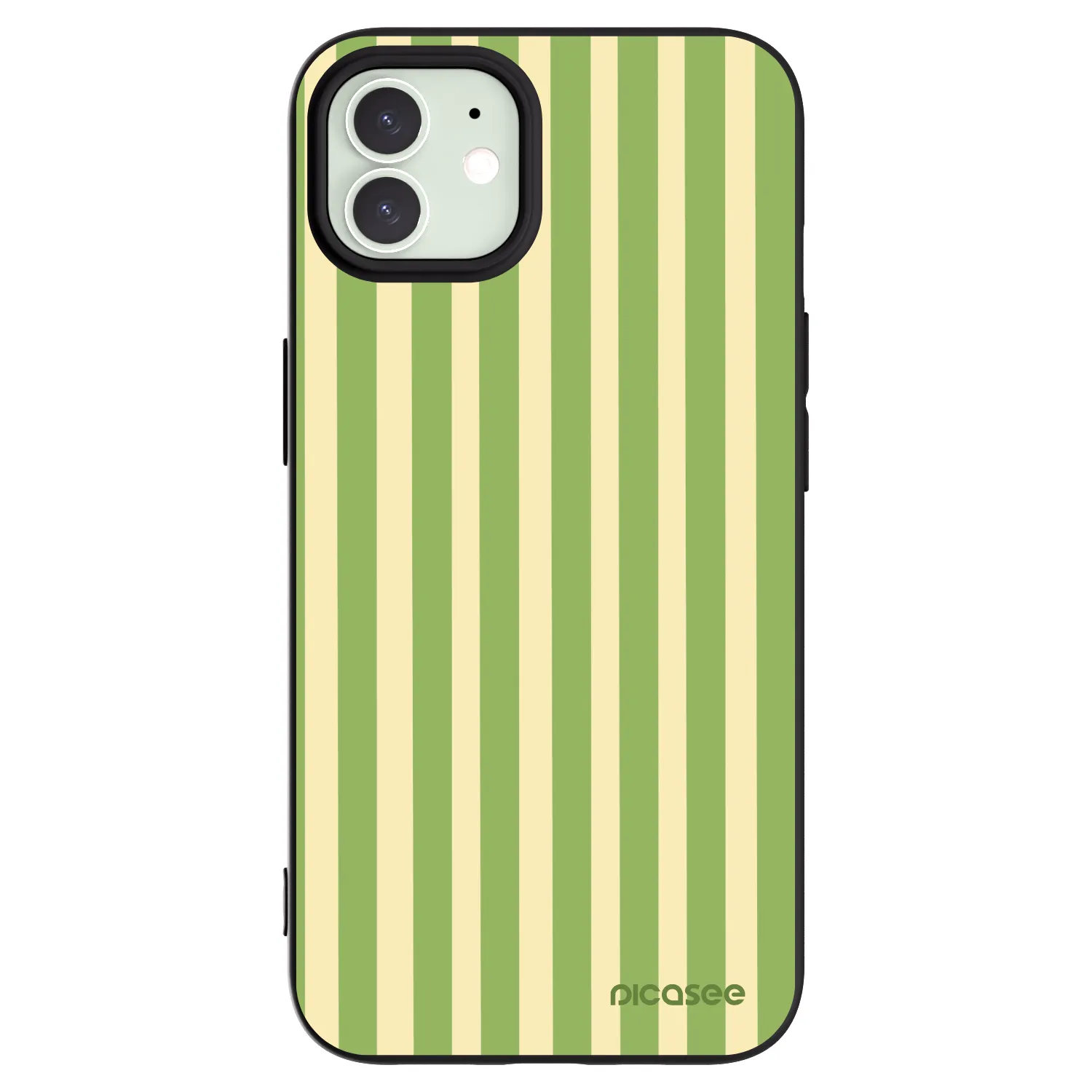 Picasee Μαύρη θήκη σιλικόνης για Apple iPhone 12 - Lines Matcha