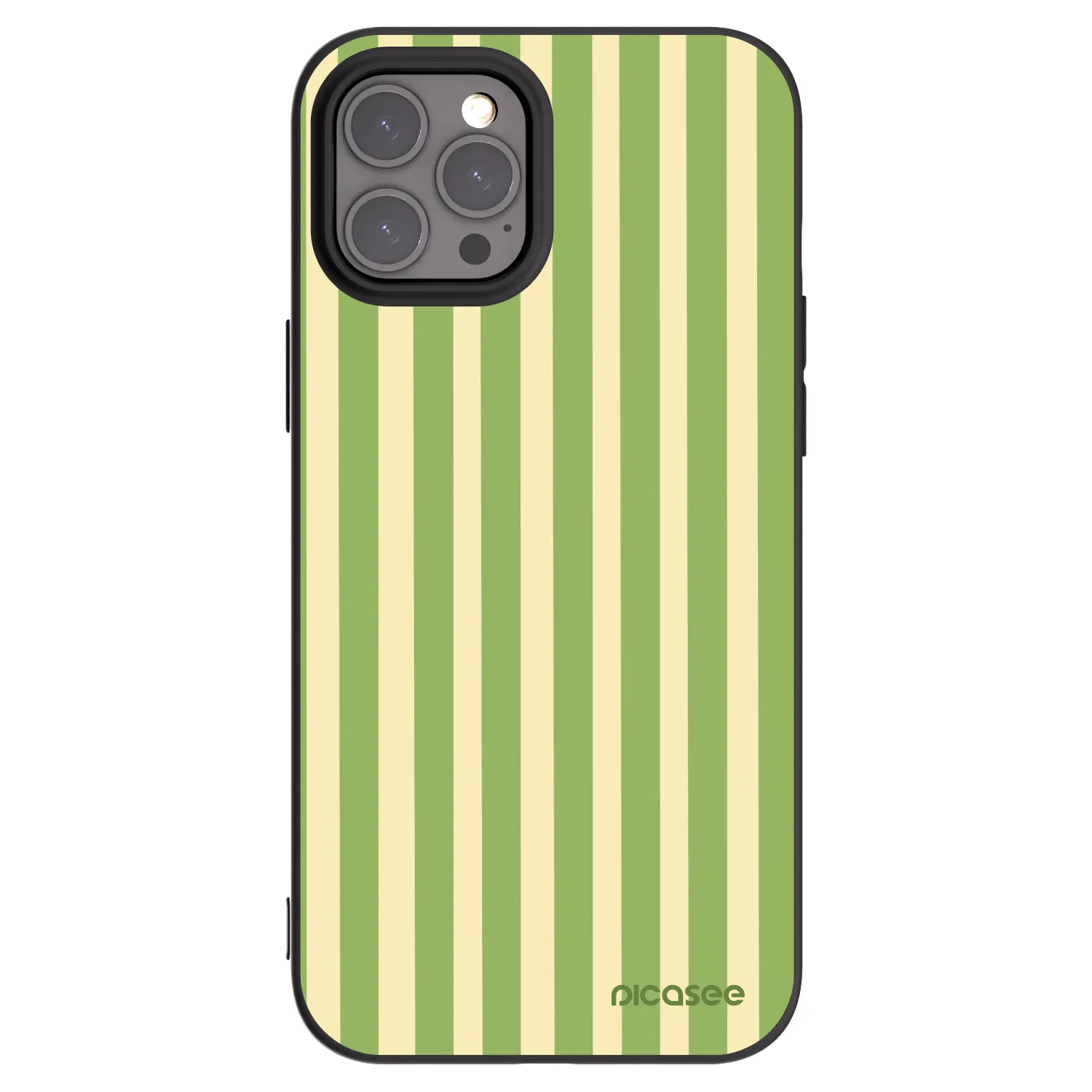 Picasee Μαύρη θήκη σιλικόνης για Apple iPhone 12 Pro Max - Lines Matcha