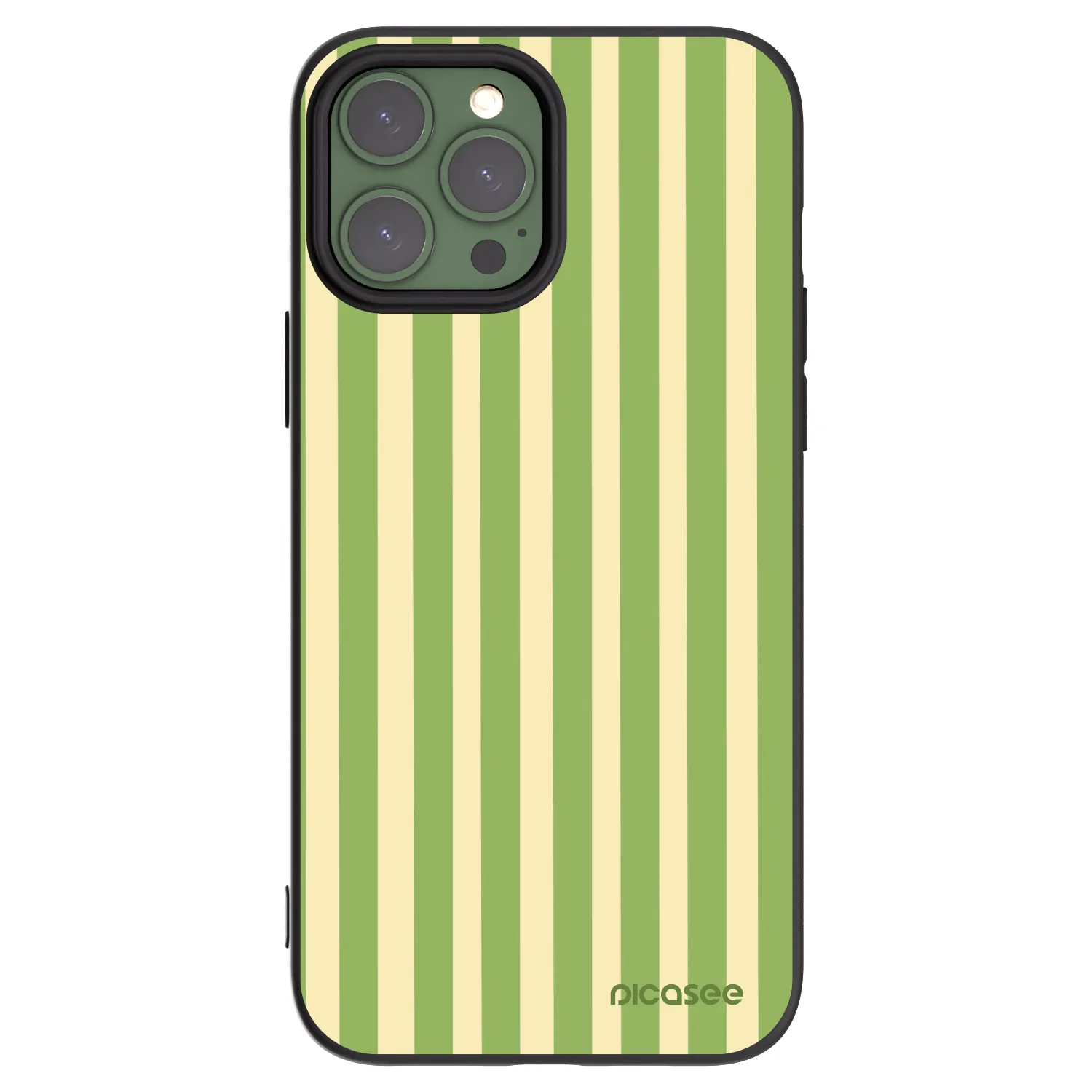 Picasee Μαύρη θήκη σιλικόνης για Apple iPhone 13 Pro Max - Lines Matcha
