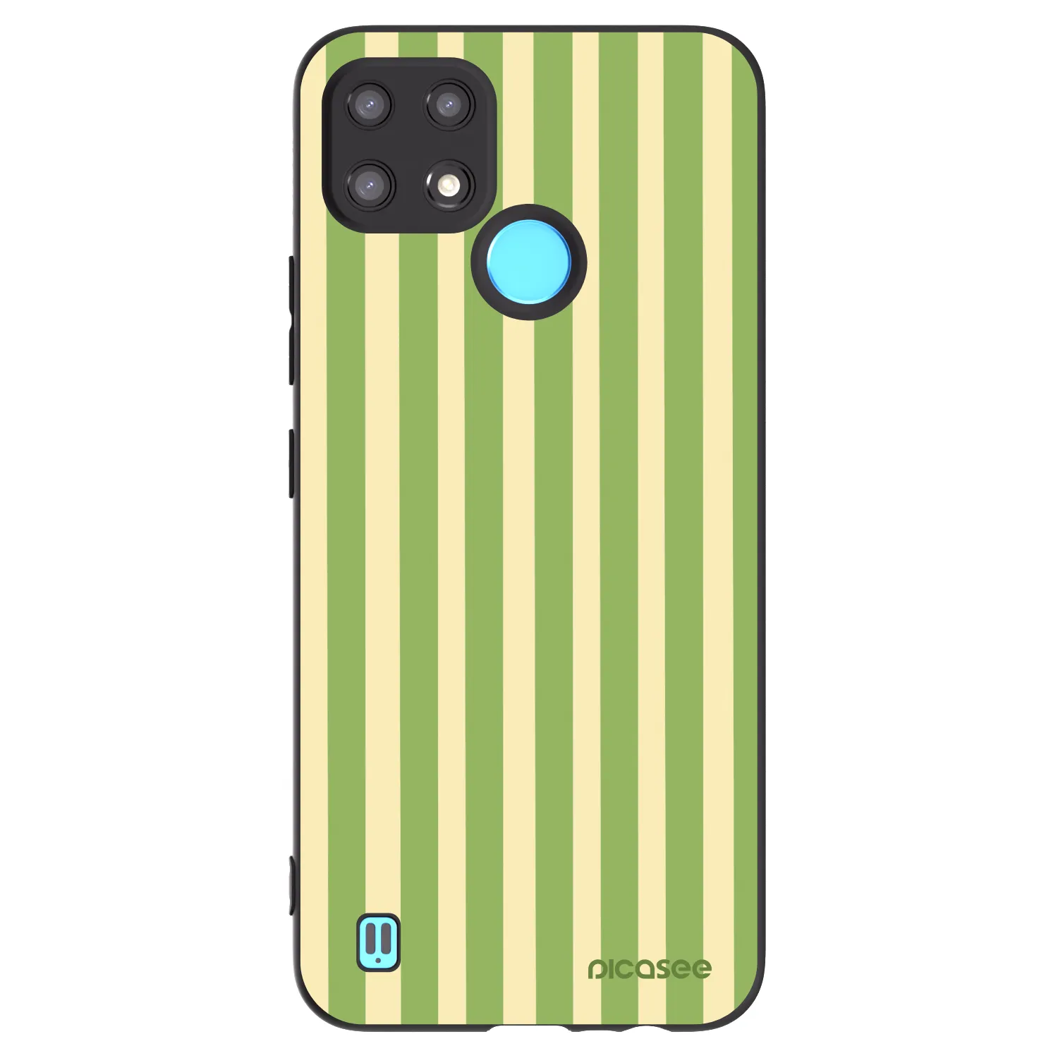 Picasee Μαύρη θήκη σιλικόνης για Realme C21 - Lines Matcha