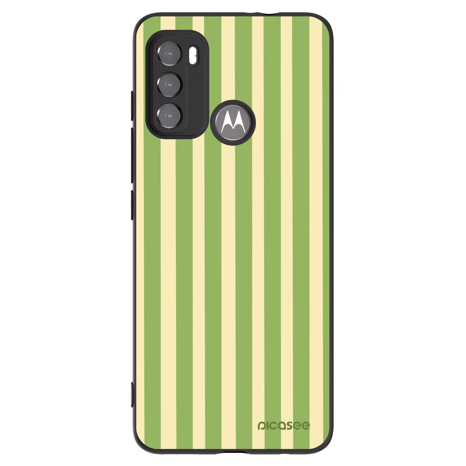 Picasee Μαύρη θήκη σιλικόνης για Motorola Moto G60 - Lines Matcha