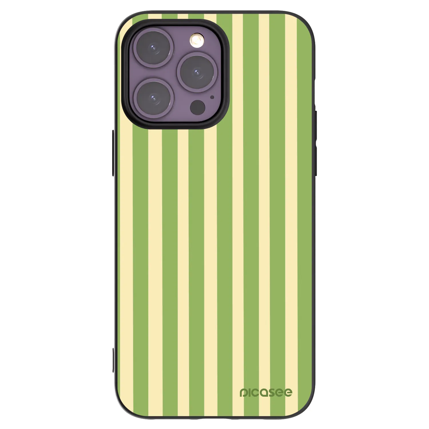Picasee Μαύρη θήκη σιλικόνης για Apple iPhone 14 Pro Max - Lines Matcha