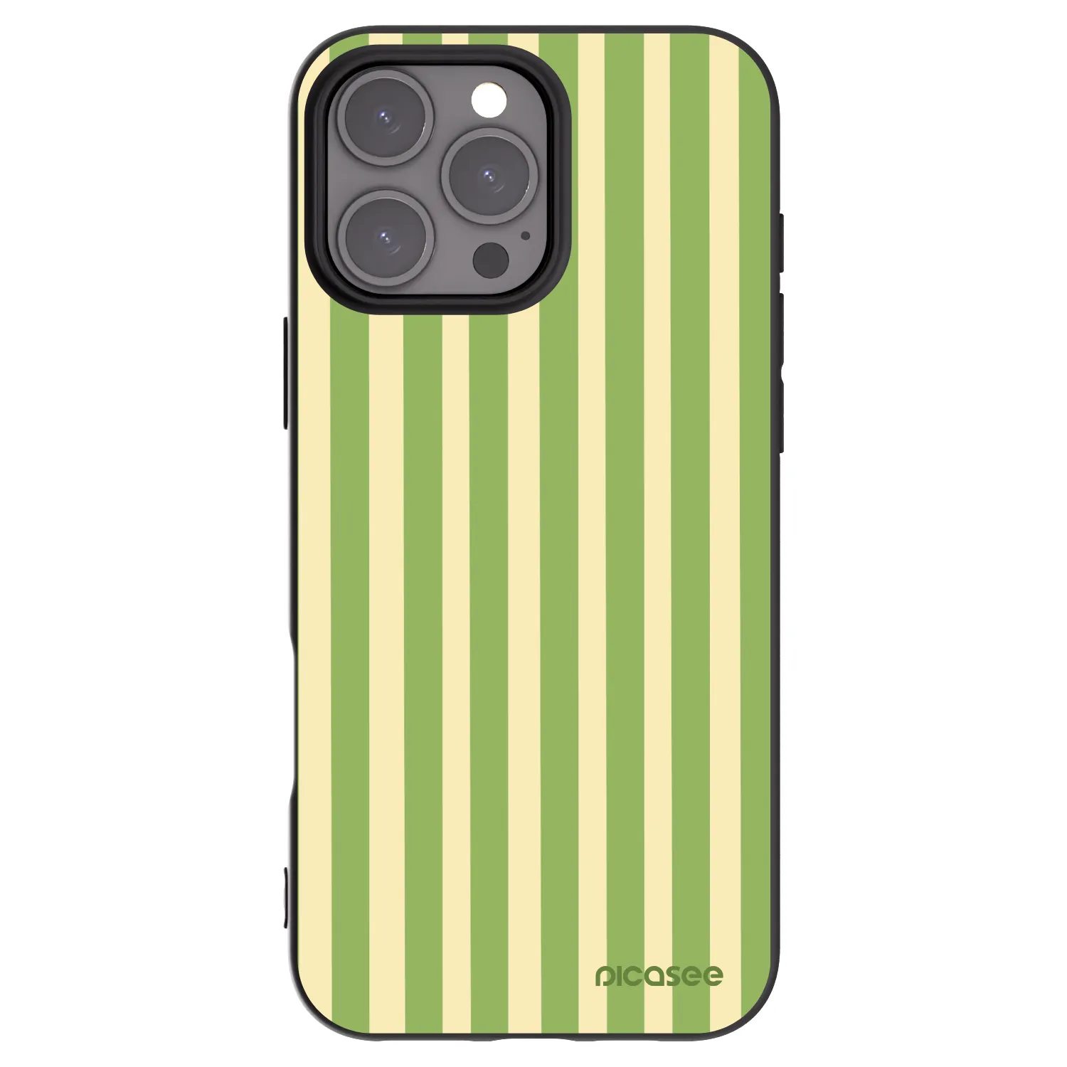 Picasee Μαύρη θήκη σιλικόνης για Apple iPhone 16 Pro Max - Lines Matcha