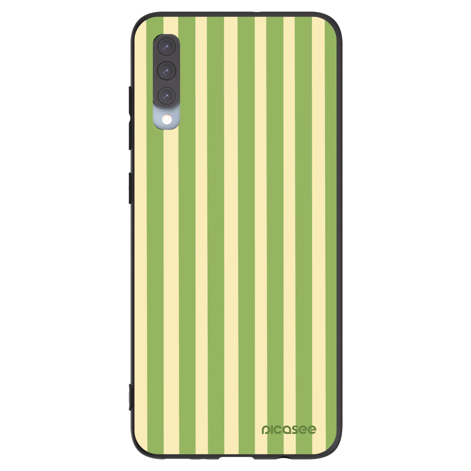 Picasee Μαύρη θήκη σιλικόνης για Samsung Galaxy A70 A705F - Lines Matcha
