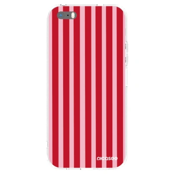 Picasee διαφανής θήκη σιλικόνης Apple iPhone 5/5S/SE - Lines red
