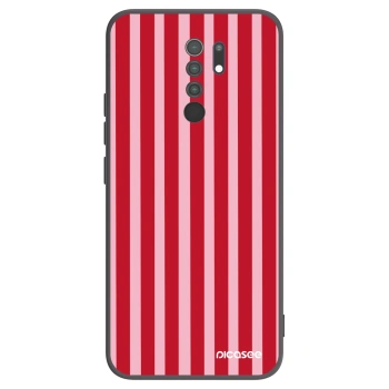 Picasee Μαύρη θήκη σιλικόνης για Xiaomi Redmi 9 - Lines red