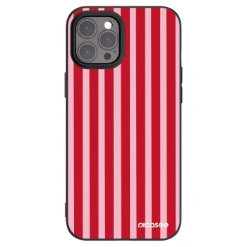Picasee Μαύρη θήκη σιλικόνης για Apple iPhone 12 Pro Max - Lines red