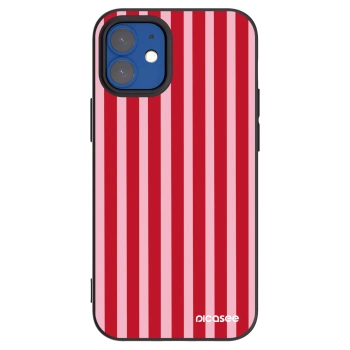 Picasee Μαύρη θήκη σιλικόνης για Apple iPhone 12 mini - Lines red