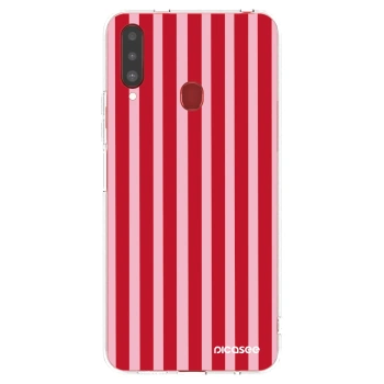 Picasee διαφανής θήκη σιλικόνης Samsung Galaxy A20s - Lines red