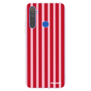 Picasee διαφανής θήκη σιλικόνης Realme 5 - Lines red