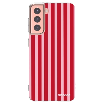 Picasee διαφανής θήκη σιλικόνης Samsung Galaxy S21 5G G991B - Lines red