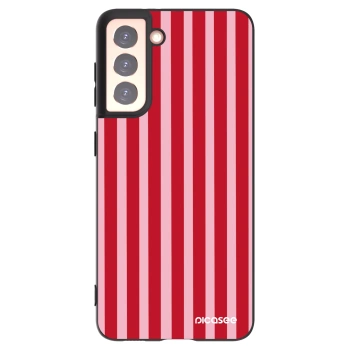 Picasee Μαύρη θήκη σιλικόνης για Samsung Galaxy S21 5G G991B - Lines red