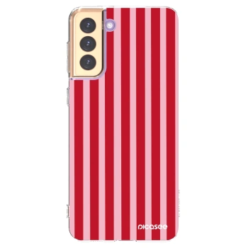 Picasee διαφανής θήκη σιλικόνης Samsung Galaxy S21+ 5G G996F - Lines red