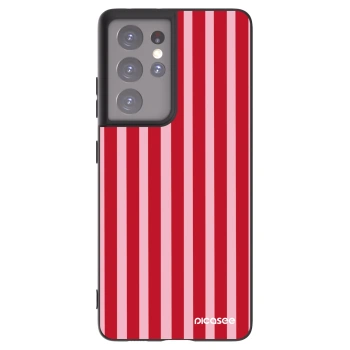 Picasee Μαύρη θήκη σιλικόνης για Samsung Galaxy S21 Ultra 5G G998B - Lines red