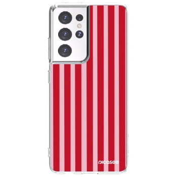 Picasee διαφανής θήκη σιλικόνης Samsung Galaxy S21 Ultra 5G G998B - Lines red