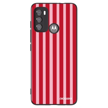Picasee Μαύρη θήκη σιλικόνης για Motorola Moto G60 - Lines red