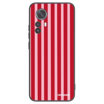 Picasee Μαύρη θήκη σιλικόνης για Xiaomi 12 Pro - Lines red