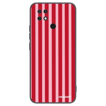 Picasee Μαύρη θήκη σιλικόνης για Xiaomi Redmi 10C - Lines red