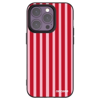 Picasee Μαύρη θήκη σιλικόνης για Apple iPhone 14 Pro - Lines red