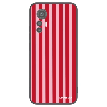 Picasee Μαύρη θήκη σιλικόνης για Xiaomi 12 Lite - Lines red