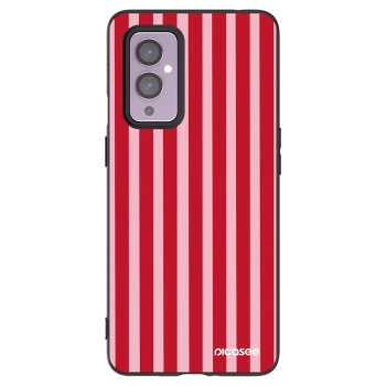 Picasee Μαύρη θήκη σιλικόνης για OnePlus 9 - Lines red