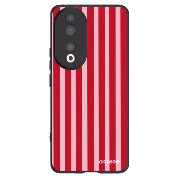 Picasee Μαύρη θήκη σιλικόνης για Honor 90 5G - Lines red