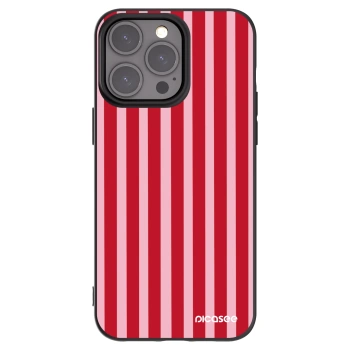 Picasee Μαύρη θήκη σιλικόνης για Apple iPhone 15 Pro Max - Lines red