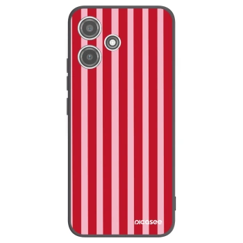Picasee Μαύρη θήκη σιλικόνης για Xiaomi Redmi 12 5G - Lines red