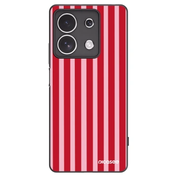 Picasee Μαύρη θήκη σιλικόνης για Xiaomi Redmi Note 13 4G - Lines red
