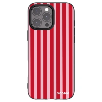 Picasee Μαύρη θήκη σιλικόνης για Apple iPhone 16 Pro Max - Lines red