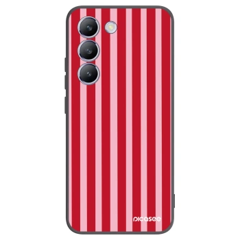 Picasee Μαύρη θήκη σιλικόνης για Vivo V40 SE 5G - Lines red