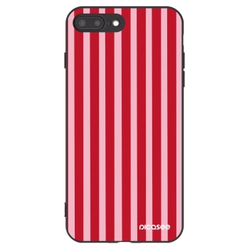 Picasee Μαύρη θήκη σιλικόνης για Apple iPhone 8 Plus - Lines red