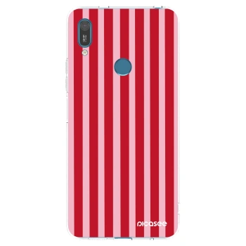 Picasee διαφανής θήκη σιλικόνης Huawei Y7 2019 - Lines red