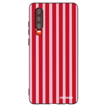 Picasee Μαύρη θήκη σιλικόνης για Huawei P30 - Lines red