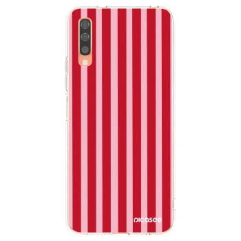 Picasee διαφανής θήκη σιλικόνης Samsung Galaxy A70 A705F - Lines red