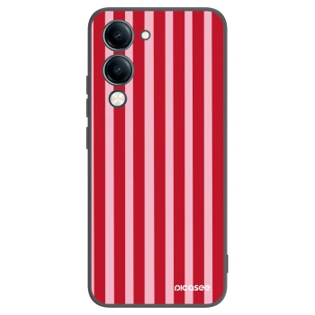 Picasee Μαύρη θήκη σιλικόνης για Vivo Y29s 5G - Lines red