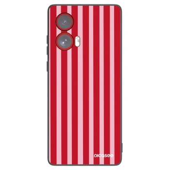 Picasee Μαύρη θήκη σιλικόνης για Motorola Edge 50 Fusion - Lines red