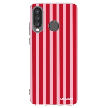 Picasee διαφανής θήκη σιλικόνης Huawei P30 Lite - Lines red