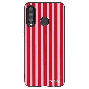 Picasee Μαύρη θήκη σιλικόνης για Huawei P30 Lite - Lines red