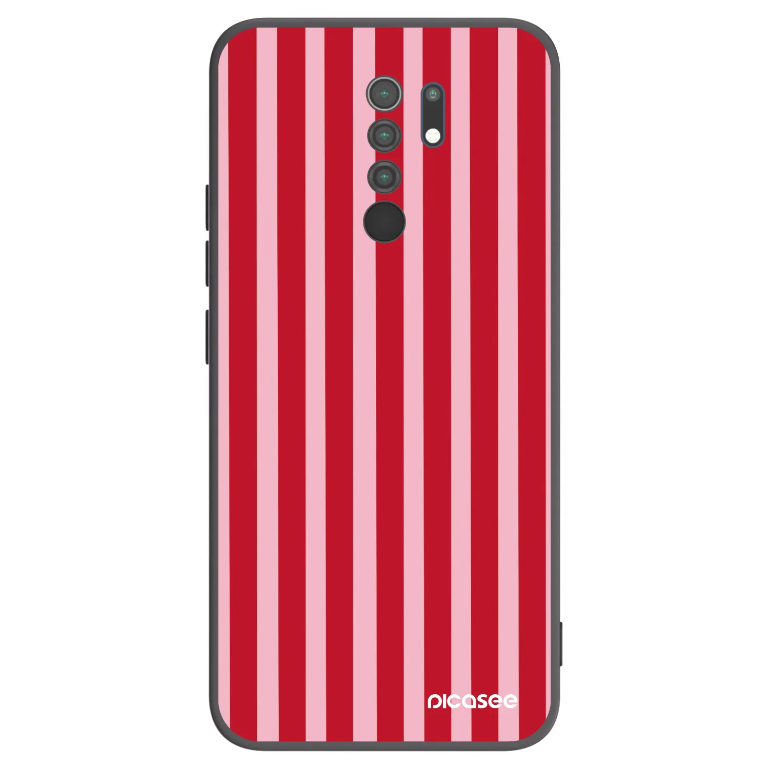 Picasee Μαύρη θήκη σιλικόνης για Xiaomi Redmi 9 - Lines red