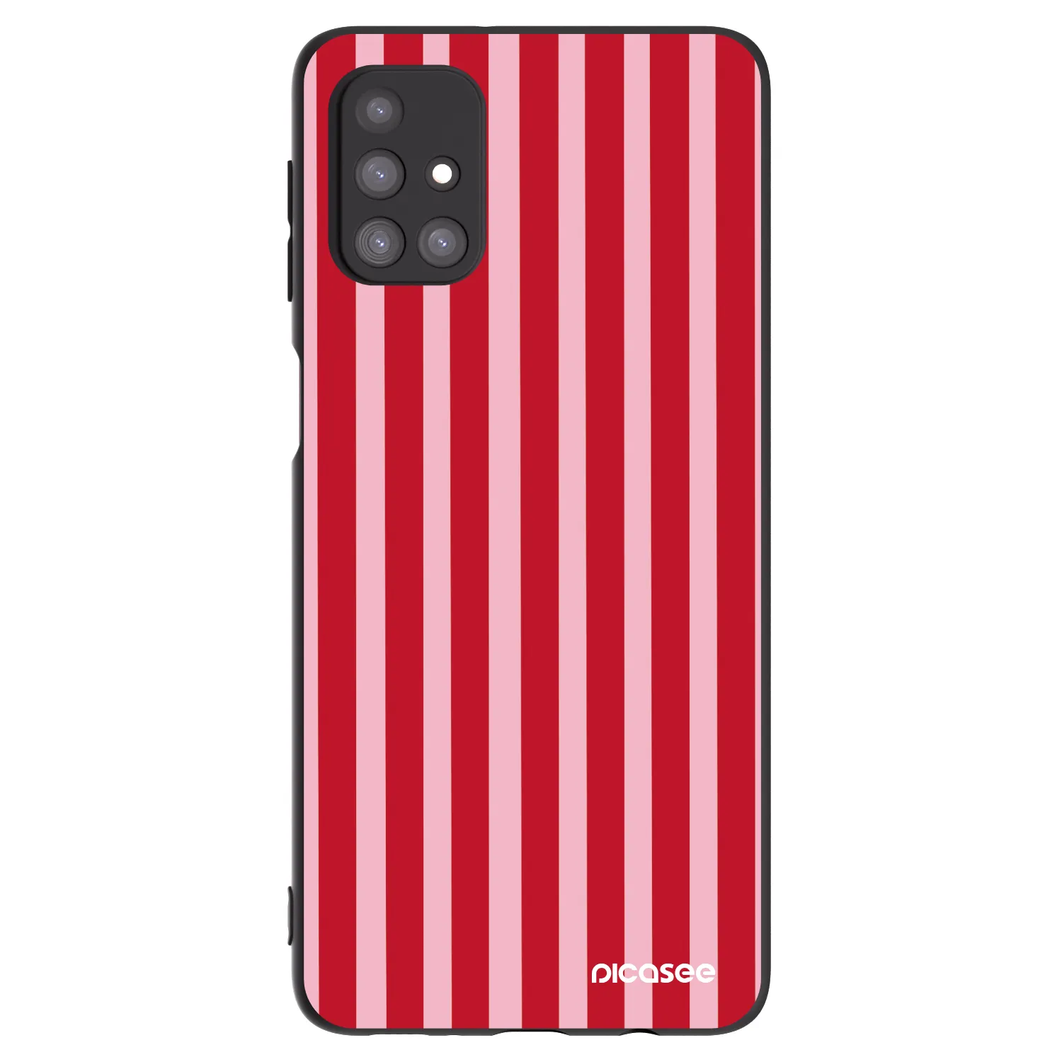 Picasee Μαύρη θήκη σιλικόνης για Samsung Galaxy M31s - Lines red