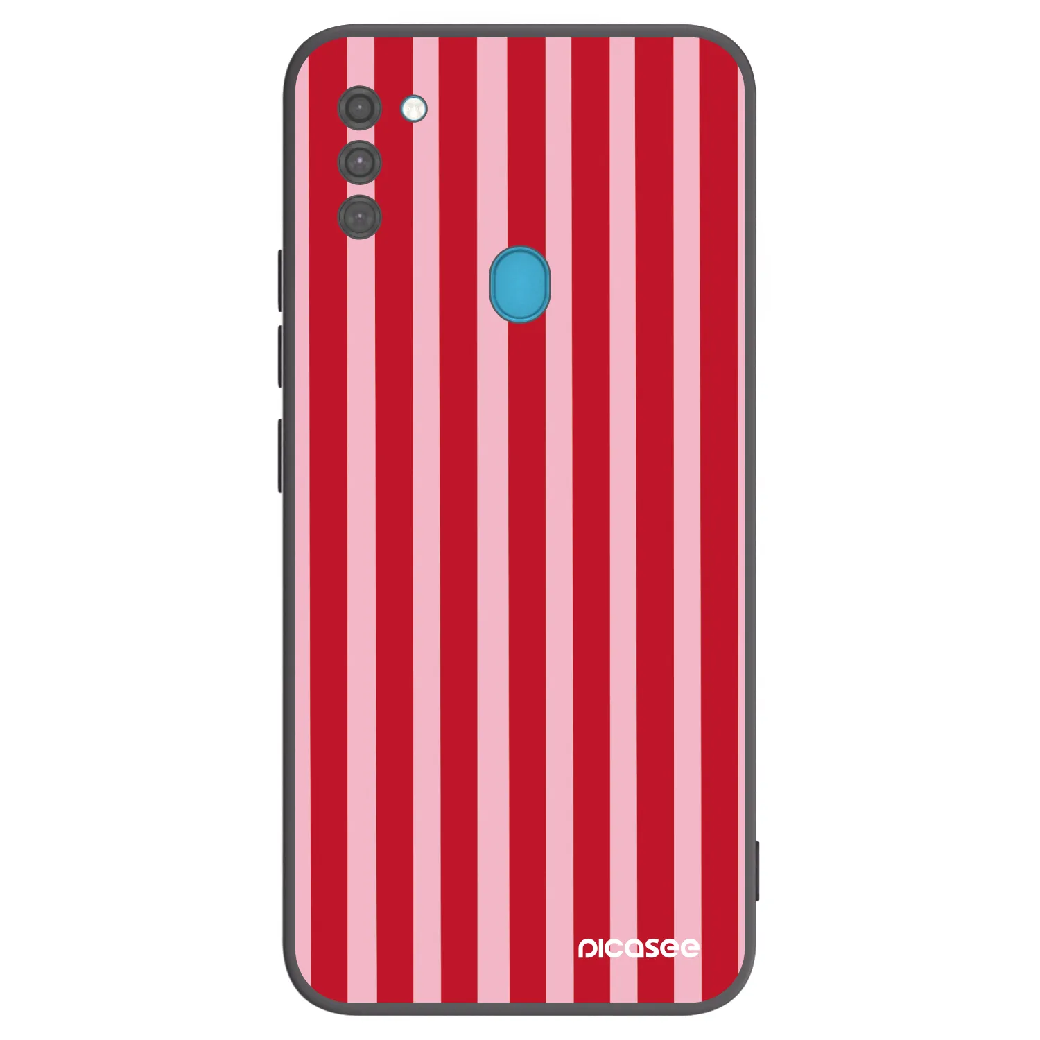 Picasee Μαύρη θήκη σιλικόνης για Samsung Galaxy M11 - Lines red