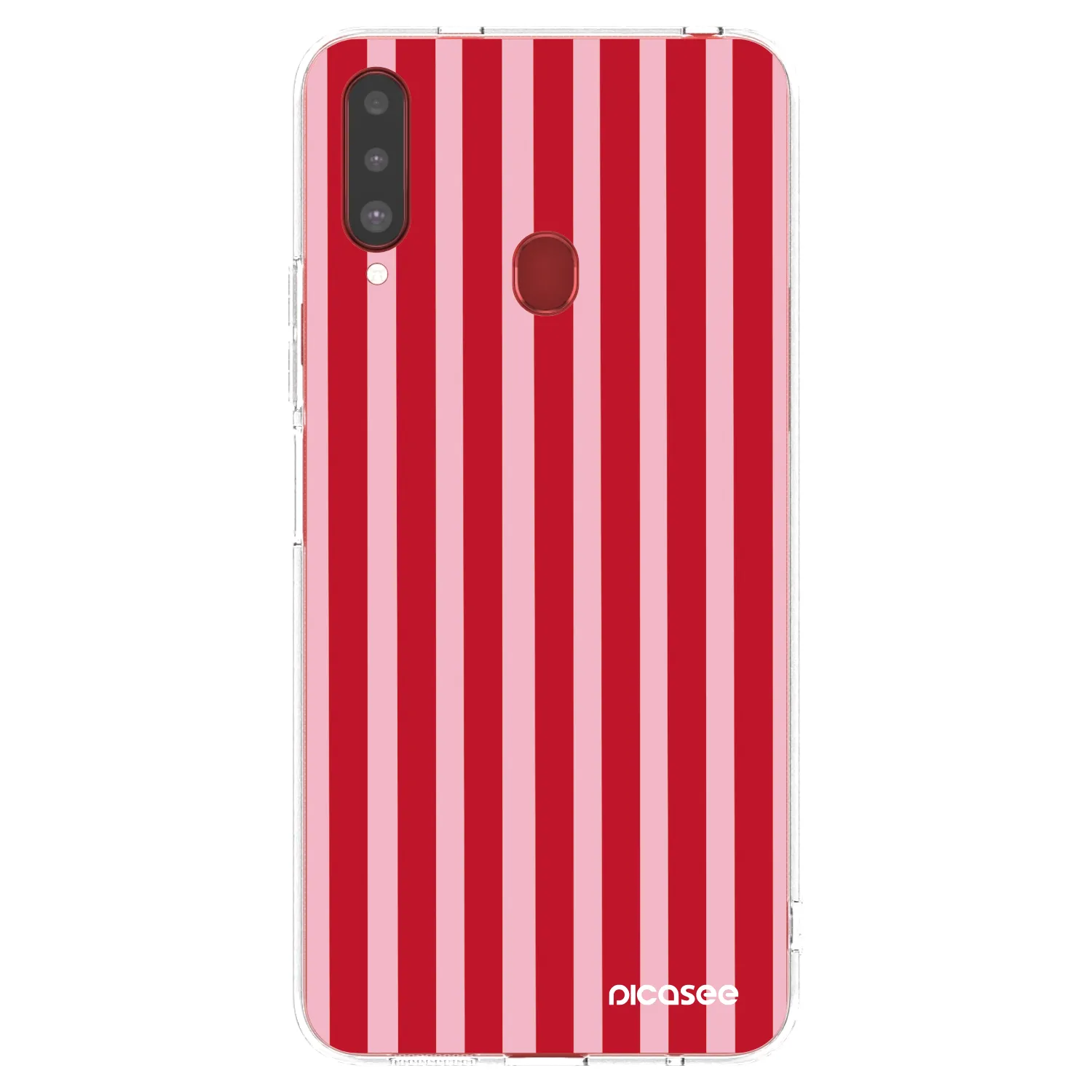 Picasee διαφανής θήκη σιλικόνης Samsung Galaxy A20s - Lines red