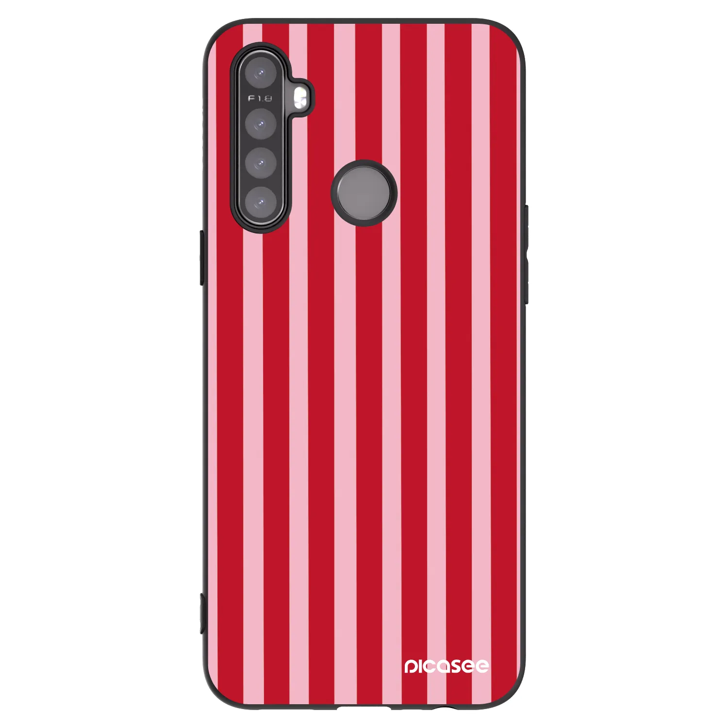 Picasee Μαύρη θήκη σιλικόνης για Realme 5 - Lines red